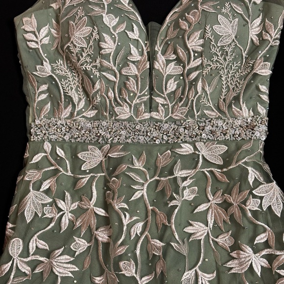 Elegant Green Floral Lace and Tulle Dress - Picture 4 of 4